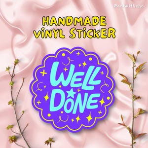 Sticker affirmation fait main | Bravo | Autocollant résistant à l'eau pour ordinateur portable, téléphone, journal, album, bouteilles d'eau. Citations positives
