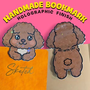 Poodle Handmade Dog Bookmark | holographic | gift for book lover | reader gift |  bookish | gift for dog lover | cute pop-up bookmark