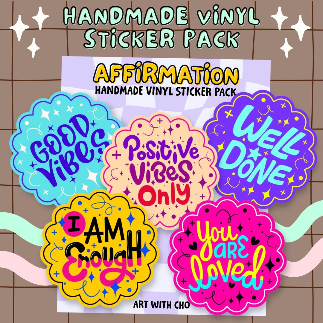 Positive Affirmation Stickers: Handmade Vinyl Decals, Water Resistant ...