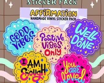 Pegatinas de afirmación positiva: vinilos hechos a mano, resistentes al agua
