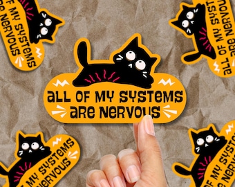 Nervensystem Katze Vinyl Aufkleber - Lustiges Angst Geschenk