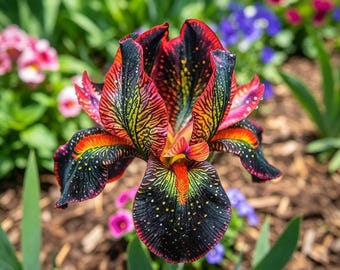 Rare Firestorm Galaxy Bearded Iris Seeds! Stunning multicolor starry pattern brings magic to your dream garden. Easy to grow, unique,