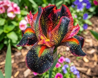 Zeldzame Firestorm Galaxy bebaarde iriszaden, veelkleurige sterrenbloem, unieke vaste plant, kosmisch tuindecor, gemakkelijk te kweken bloemzaad