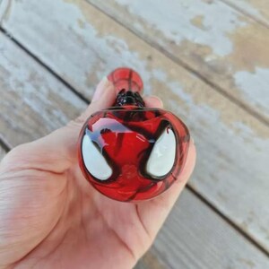 Spider-Man Handmade Glass Art Ornament Pipe, Red and Blue Web Hero Miniature Sculpture, Superhero Inspired Glass Figurine, Unique Gift Boy image 2