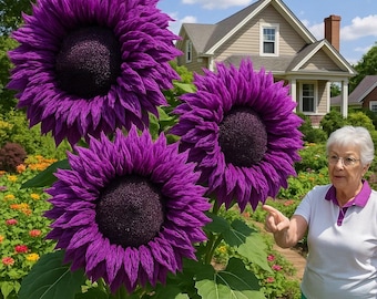 Rare Purple Sunflower Seeds, Giant Blooms, Easy Grow Garden Flowers