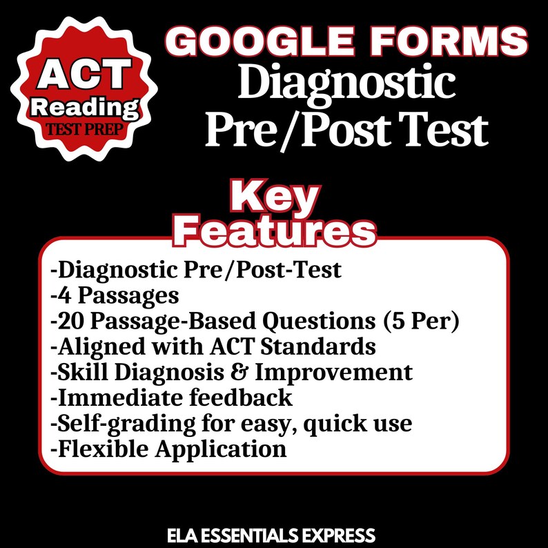 Digital ACT Reading Practice | Self-grading Google Forms for High ...