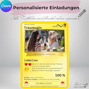 Veux-tu être mon témoin ? – Modèle de carte Pokémon à concevoir soi-même – Carte de mariage personnalisable – numérique et imprimable