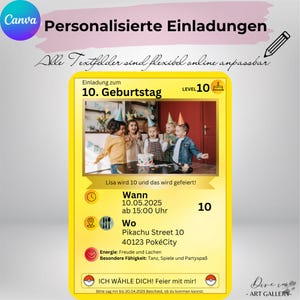 Zaproszenie na karty Pokémon - konfigurowalny szablon na urodziny i wydarzenia - unikalne zaproszenie - cyfrowe lub drukowane