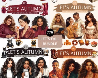 Fall Clipart Bundle, Autumn Graphics, Watercolor Illustration, Planner Stickers, Digital Download