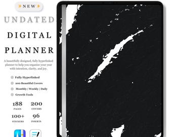 UNDATED Digital Planner | Portrait Planner | Black & White Planner | Monthly Weekly Daily | 200 Covers | Noteful | GoodNotes | Android