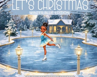 Black Girl Christmas Stickers | Winter Blue Digital Planner Stickers (GoodNotes, Noteful)