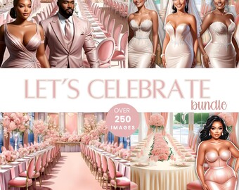 Paquete de pegatinas digitales Blush Bridal & Birthday: más de 250 PNG (descarga digital)