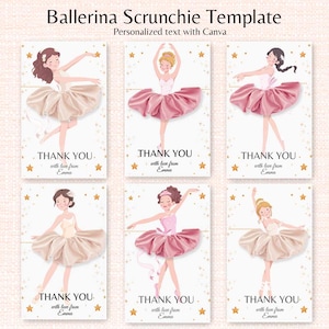 Ballet Favor Tag Pretty Ballerina Scrunchie Card Dance and Twirl Dace Themed Party Scrunchie Holder Ballerina Birthday Gift Tutu Birthday