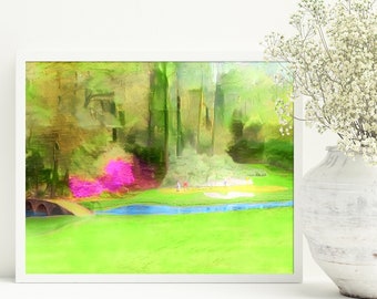 The Masters Golf Tournament Printable Art, 12th Hole, Amen Corner, Augusta Georgia, Digital Download