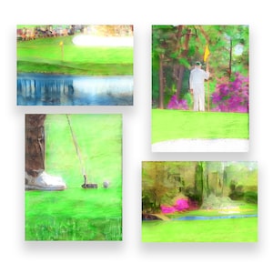 The Masters Golf at Augusta National Printable Art, Series of Four 8&quot;x 10&quot; Prints, Gift for Golfer, Digital Download