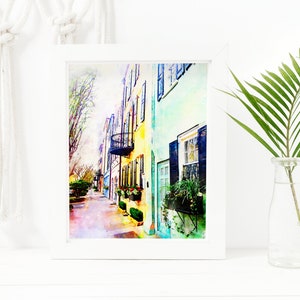 Rainbow Row in Charleston, South Carolina, Printable Art, Instant Digital Download