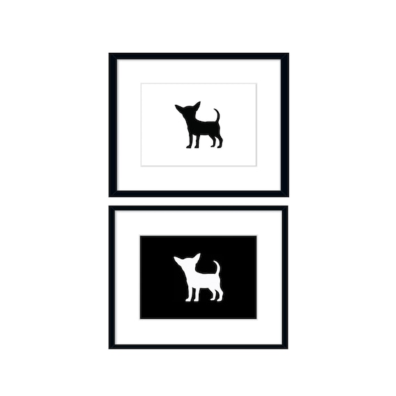Gift for Chihuahua Lover Printable Art, Black and White Chihuahua Print, Digital Download
