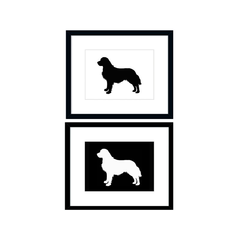 Golden Retriever Printable Art, Black and White Prints, Modern Dog Wall