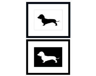 Dachshund Printable Art, Wiener Dog, Black and White Prints, Modern Dog Decor, Digital Download