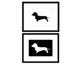 Dachshund Printable Art, Wiener Dog, Black and White Prints, Modern Dog Decor, Digital Download