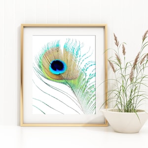 Peacock Wall Art, Peacock Feather Print, Boho Art Print, Printable Wall Art, Digital Download