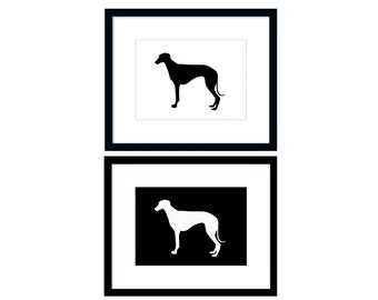 Gift for Greyhound Lover Printable Art, Black and White Greyhound Prints, Digital Download