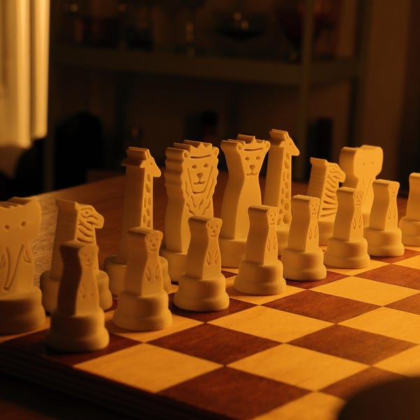 Cute African Animals Chess Pieces (3D Printed)
