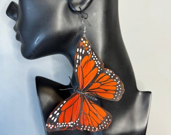 MADE TO ORDER  Monarch Butterfly feather earrings and in many vibrant colors