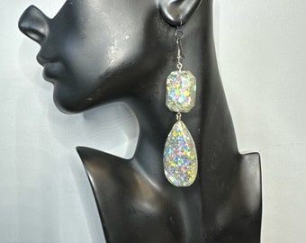 Tear drop holo statement earrings