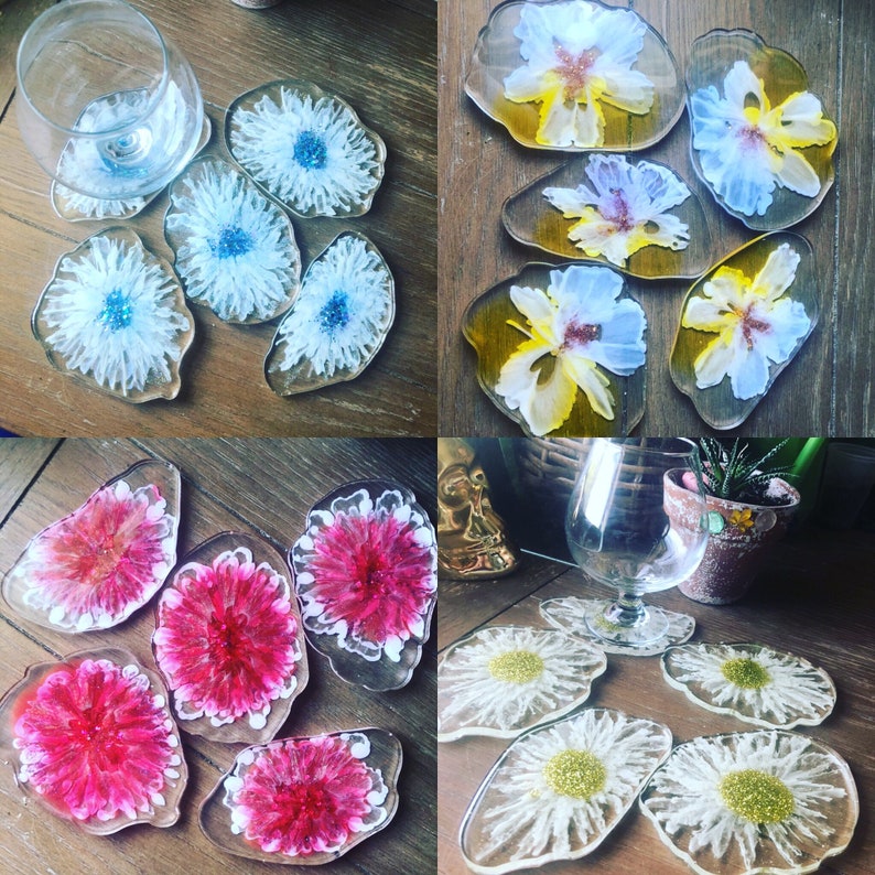 housewarming gift. coaster set floral coasters Daisy coaster set-set of 5 wedding gift bridal shower gift