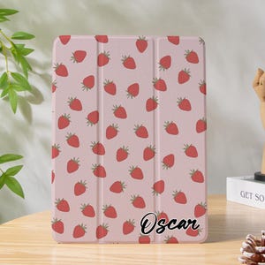 Adorable coque pour iPad à fraises,Air 7/6/5/4th,iPad Mini6/7,iPad 11/10/9/8/7th,iPad Pro 13 12,9 11,iPad 2022/2024/2025 Cover,iPad 10,2" 10,9" 9,7 "