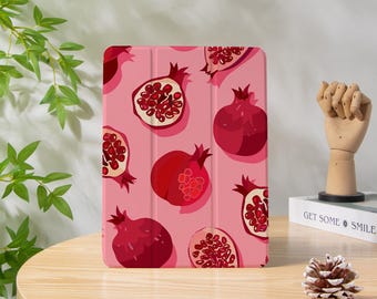 Pomegranate iPad case with Pencil Holder, iPad Air case, iPad Pro 13 12.9 11, iPad Mini 4/5/6/7, Air 6/7, iPad 10.9 Cover, iPad 9/10/11 Gen