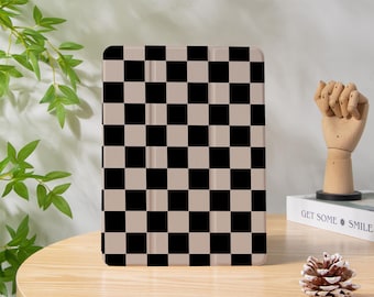 Checkerboard iPad case with Pencil Holder, iPad Air case, iPad Pro 13 12.9 11, iPad Mini 4/5/6/7, Air 6/7, iPad 10.9 Cover, iPad 9/10/11 Gen