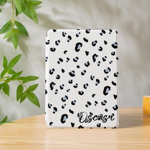Custodia nera leopardata per Kindle Paperwhite 12° 7&quot;, custodia per Paperwhite 11° 6,8&quot;/10° 6&quot;, retro magnetico per Kindle, Kindle FireHD/Colorsoft, custodia per Kobo Clara