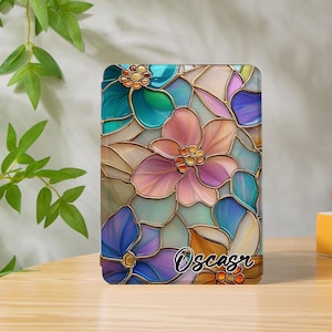 Stained Glass Flower Kobo/Kindle Paperwhite 12th 7" Case,Kindle Clear back,Kobo Clara Case,Paperwhite 11th 6.8"/10th 6" Case,Kindle Fire HD