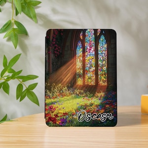 Flower Stained Glass Kobo/Kindle Paperwhite 12th 7in Case,Kobo Clara Case,Paperwhite 11th 6.8"/10th 6" Case,Kindle Fire HD,Kindle Clear back