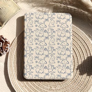Funda para Kindle con diseño de conejito, funda para Paperwhite 12.º de 7 pulgadas, funda magnética desmontable, tapa transparente para Kindle, funda para Kindle 11.º de 2024, funda para Kobo, Colorsoft