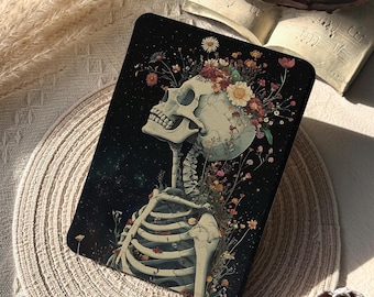 Skull Kindle Case, Detachable Magnetic Case, Kindle Paperwhite 11th 6.8, Paperwhite Case 12th, Kindle 11th Gen, Kindle Clear Back, Kobo Case