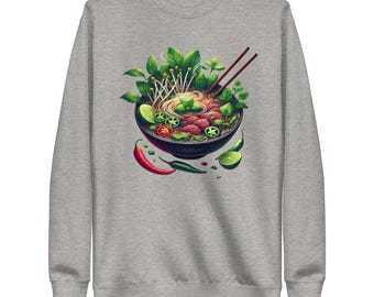 Cozy Pho Lover Sweatshirt – Stylish Streetwear with Vibrant Pho Bowl Design – Unisex Fleece Pullover