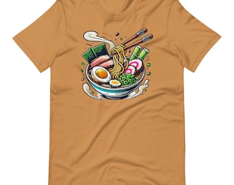 Camiseta con gráfico de tazón de ramen: camiseta de comida para amantes del ramen, camiseta de fideos japoneses