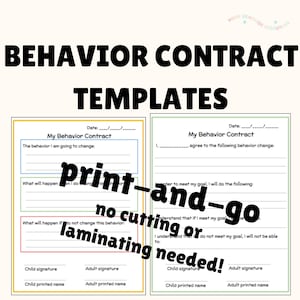 NO PREP Behavior Contract For Kids, Teens