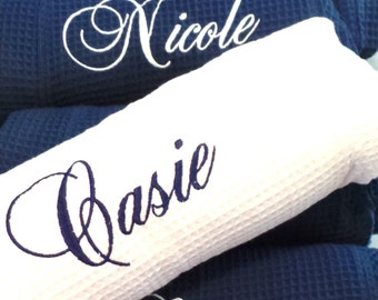 Bride, Bridesmaids robes, Monogrammed robes, Waffle short robe, Graduation Gift!  17 colors. S/M, Lg/XL, XXL. Nice Robes!