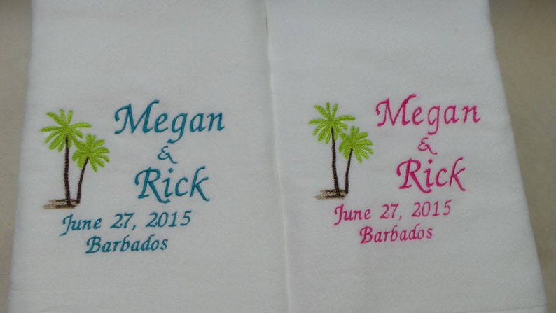 Wedding Beach Towels 2 Personalized Towels With Names Date Etsy