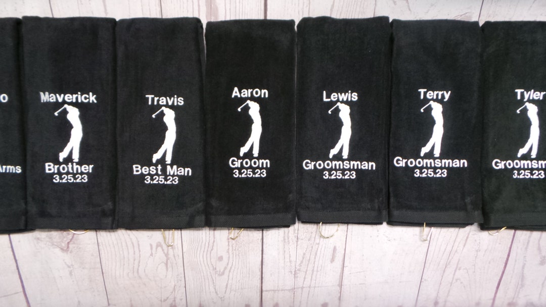 10 Golf Towels, Men's Golf Towel. Personalized Golf Towel. Tri Fold W