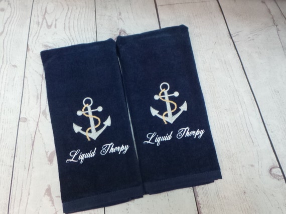 Anchor Towels 2 Nautical Hand Towels Boat Hand Towels Add a Name Embroidered Bathroom Bar Kitchen Towels. 7 Towel Colors. Etsy