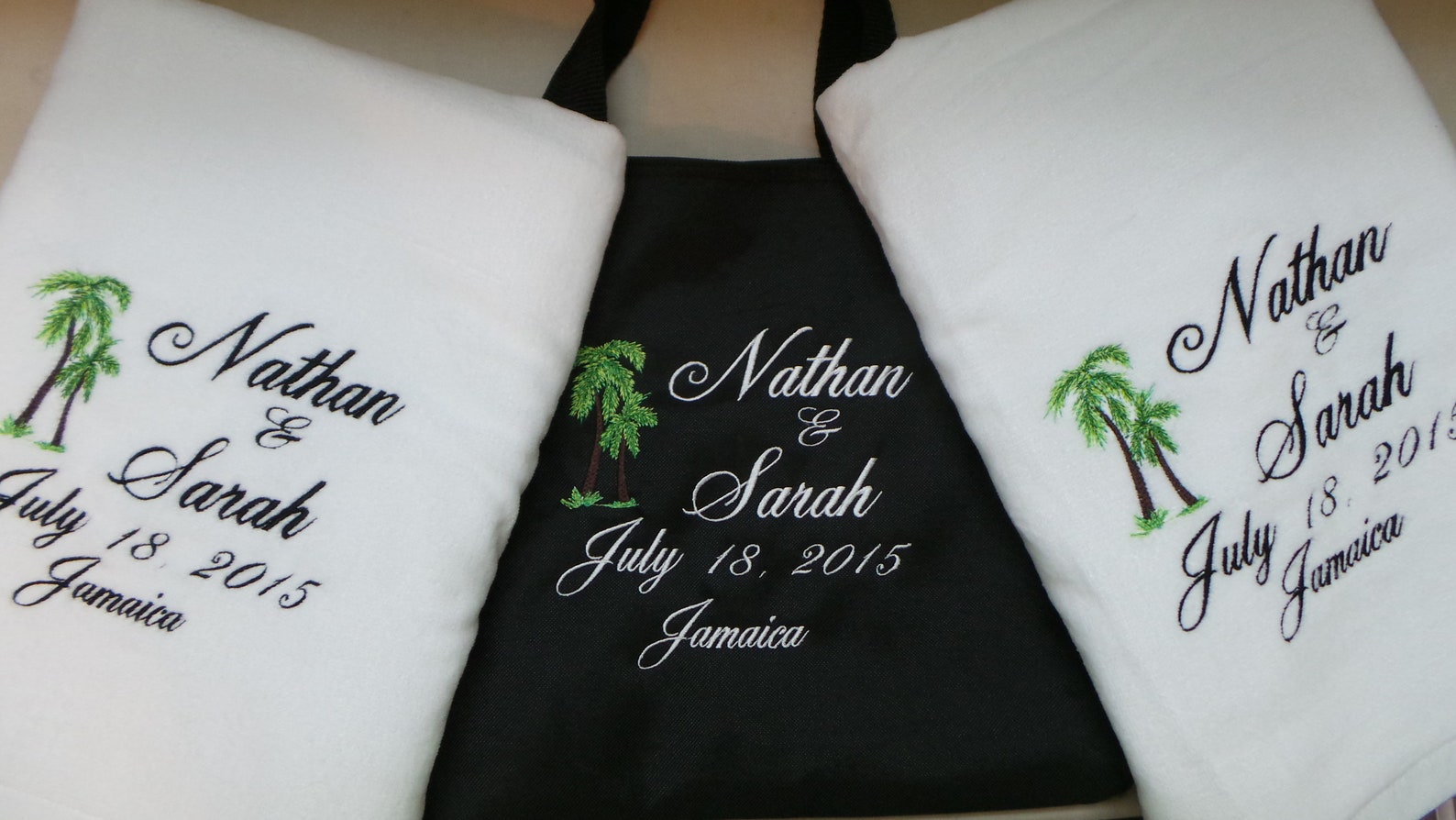 Wedding Beach Towels 2 Personalized Towels With Names Date Etsy