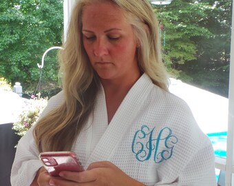 Women's Longer/Tall length robe, Personalized.  S/M, Lg/XL, XXL Waffle robe Monogrammed robe 10 Colors to choose from. Men's or Womens