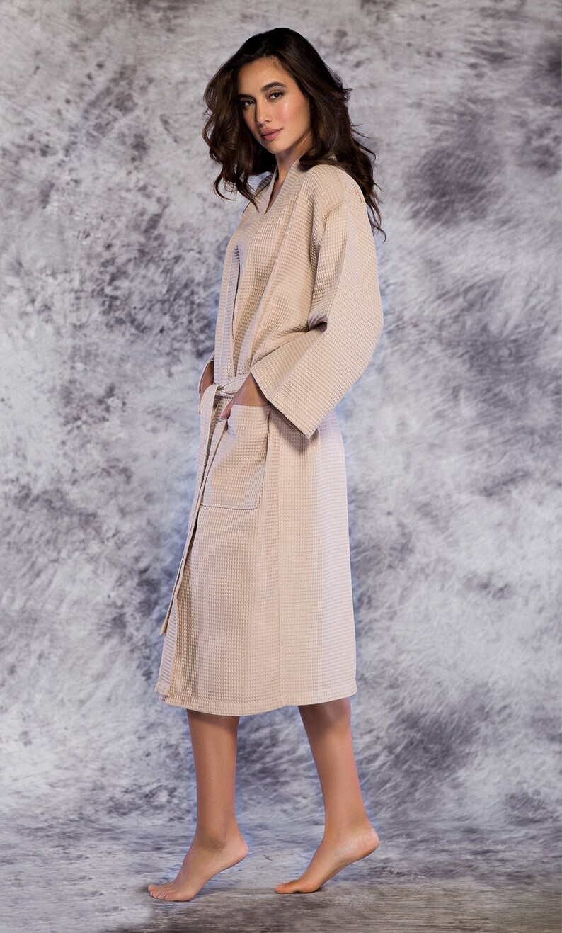 Personalized Long Tall Waffle Weave Robe Calf Length Robe Etsy