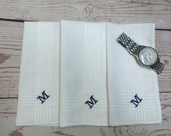 Men's Handkerchiefs 3 Hankies. 100% Cotton. 2nd Anniversary, Father's day gift. Gentlemen's gift. Groom, Groomsmen's hankies.