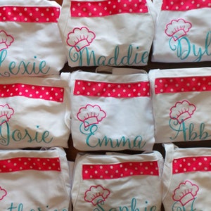 Personalized Apron Teen apron Boys or Girls, Embroidered with Name, Chef Hat design, 4 Colors and you can add a ribbon for the girls. image 9